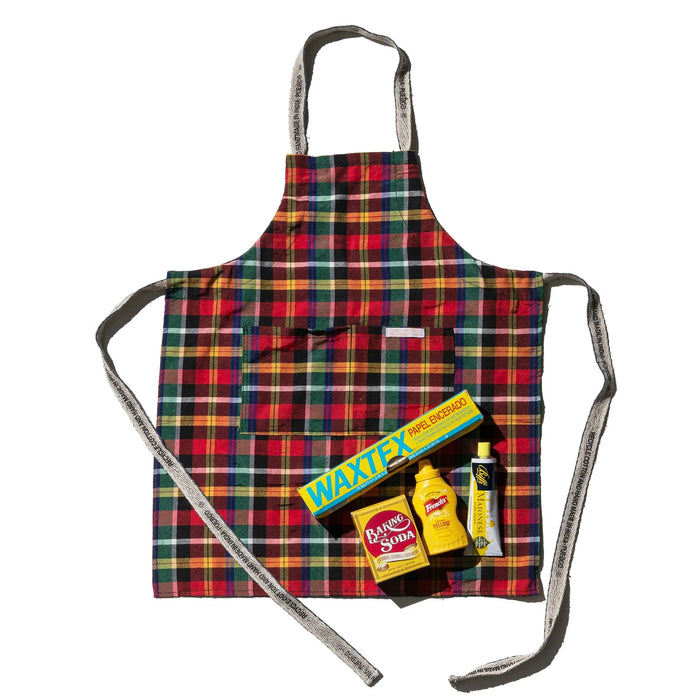 Puebco Recycled Cotton Check Apron / Red x Green
