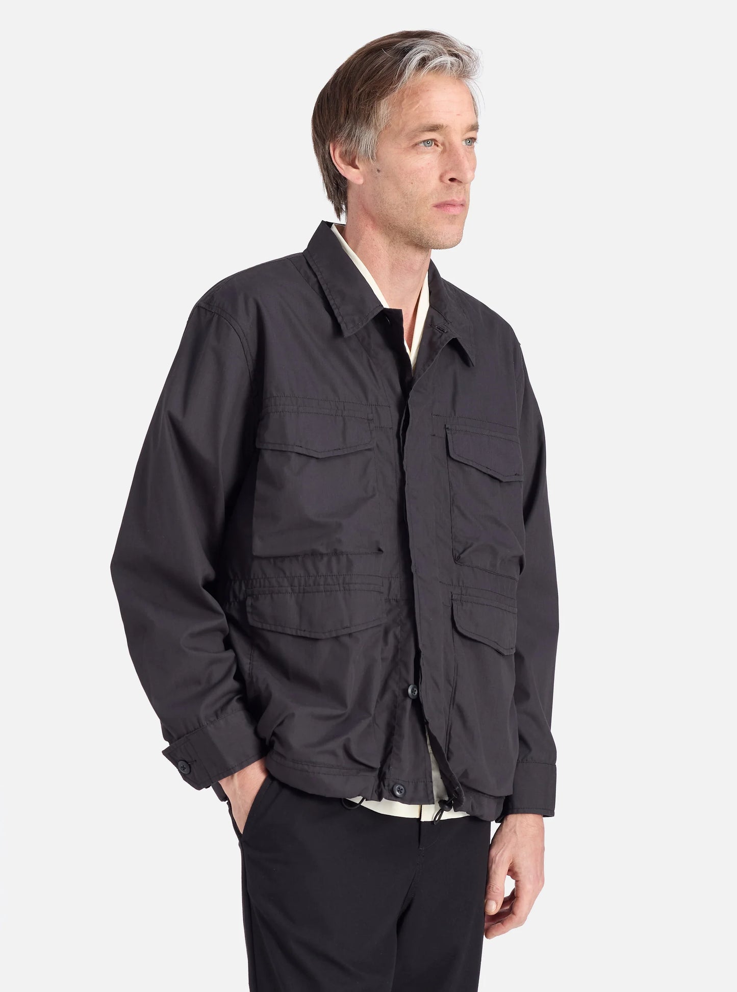 Universal Works Parachute Field Jacket in Black Recycled Polytech