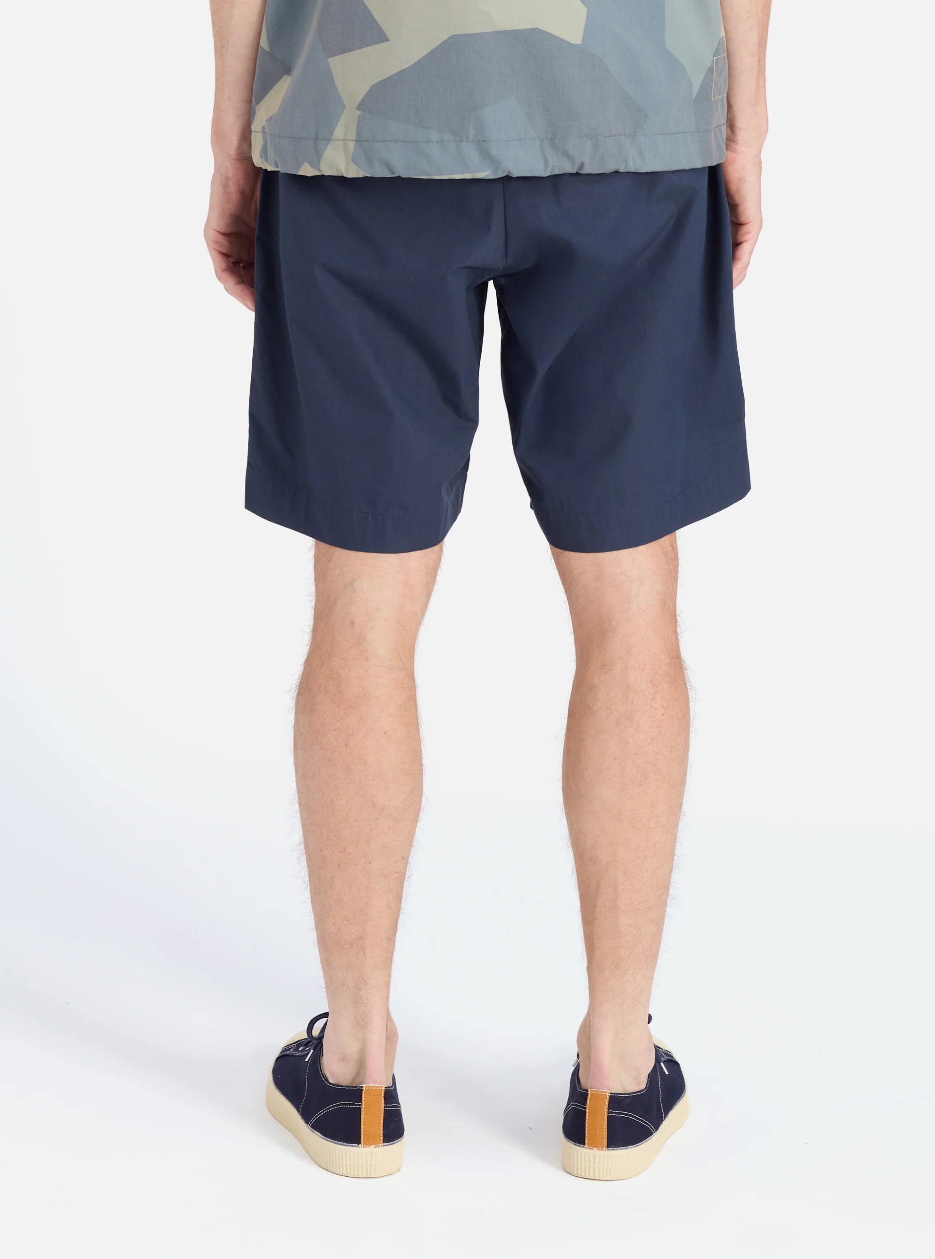 Universal Works Pleated Track Short in Navy Recycled Polytech