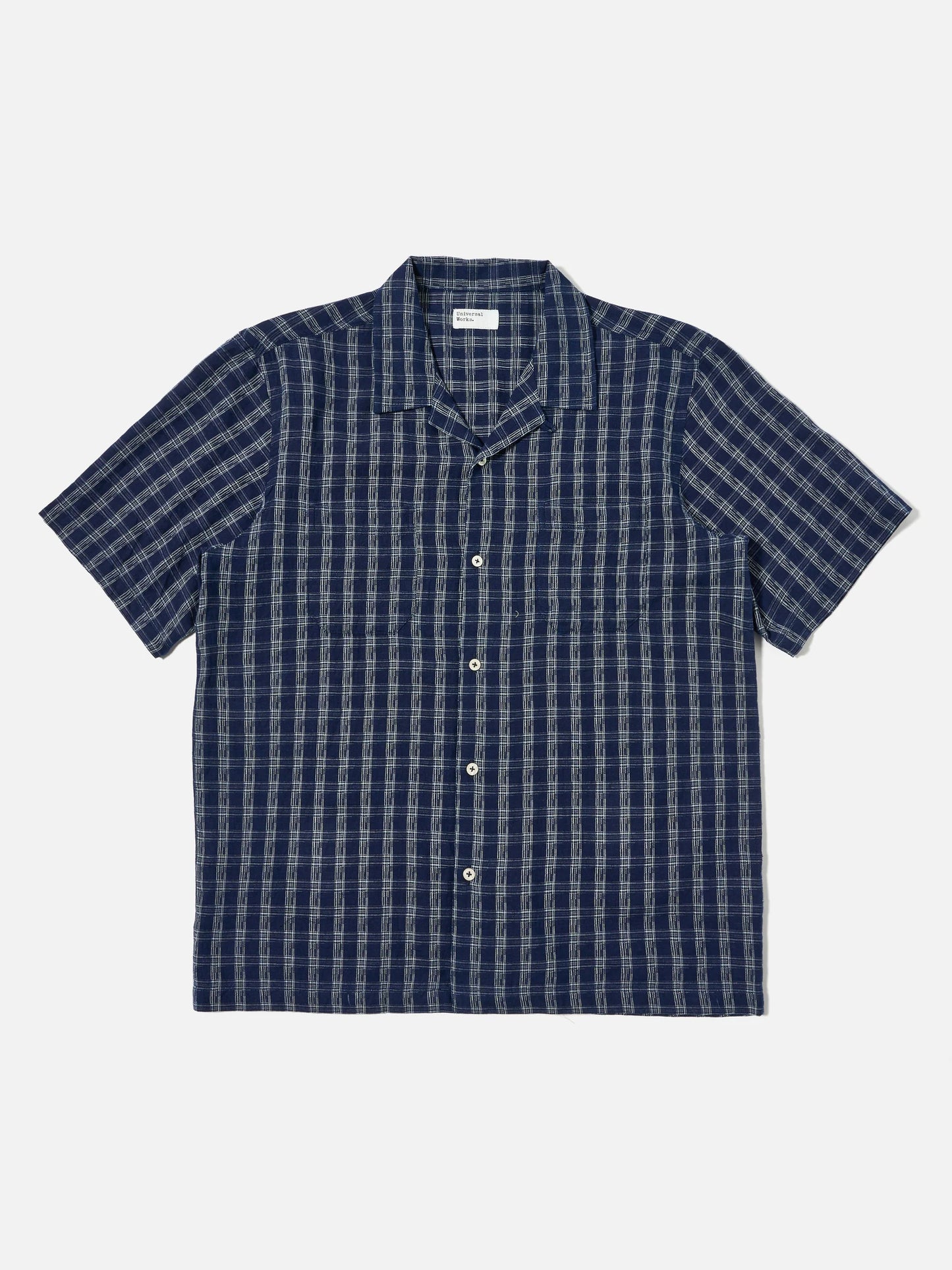 Universal Works Sal Road Shirt in Indigo Indigo Cotton Check