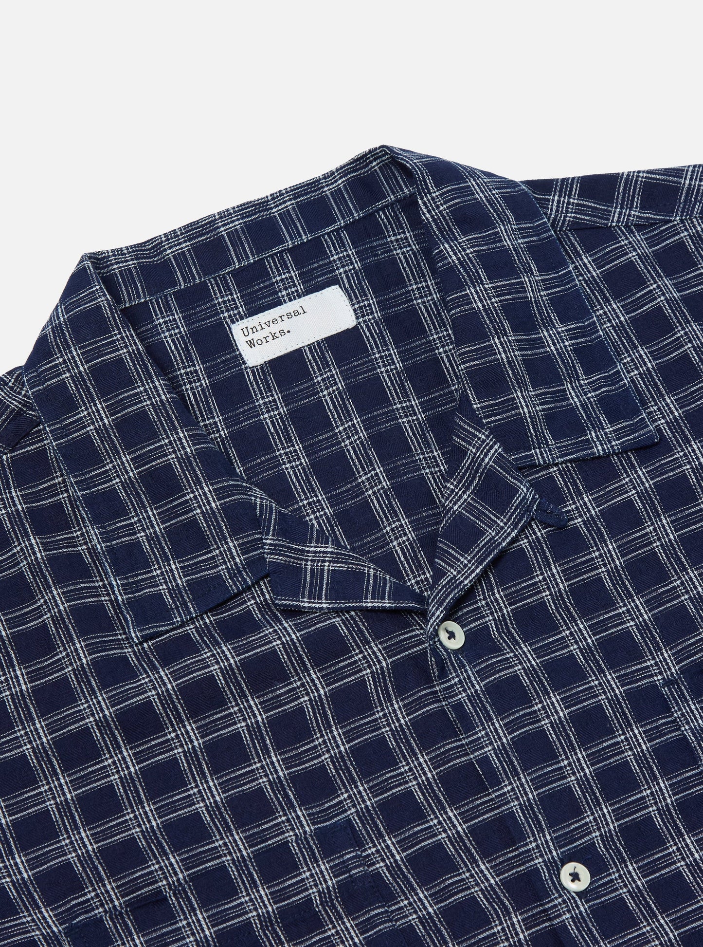 Universal Works Sal Road Shirt in Indigo Indigo Cotton Check