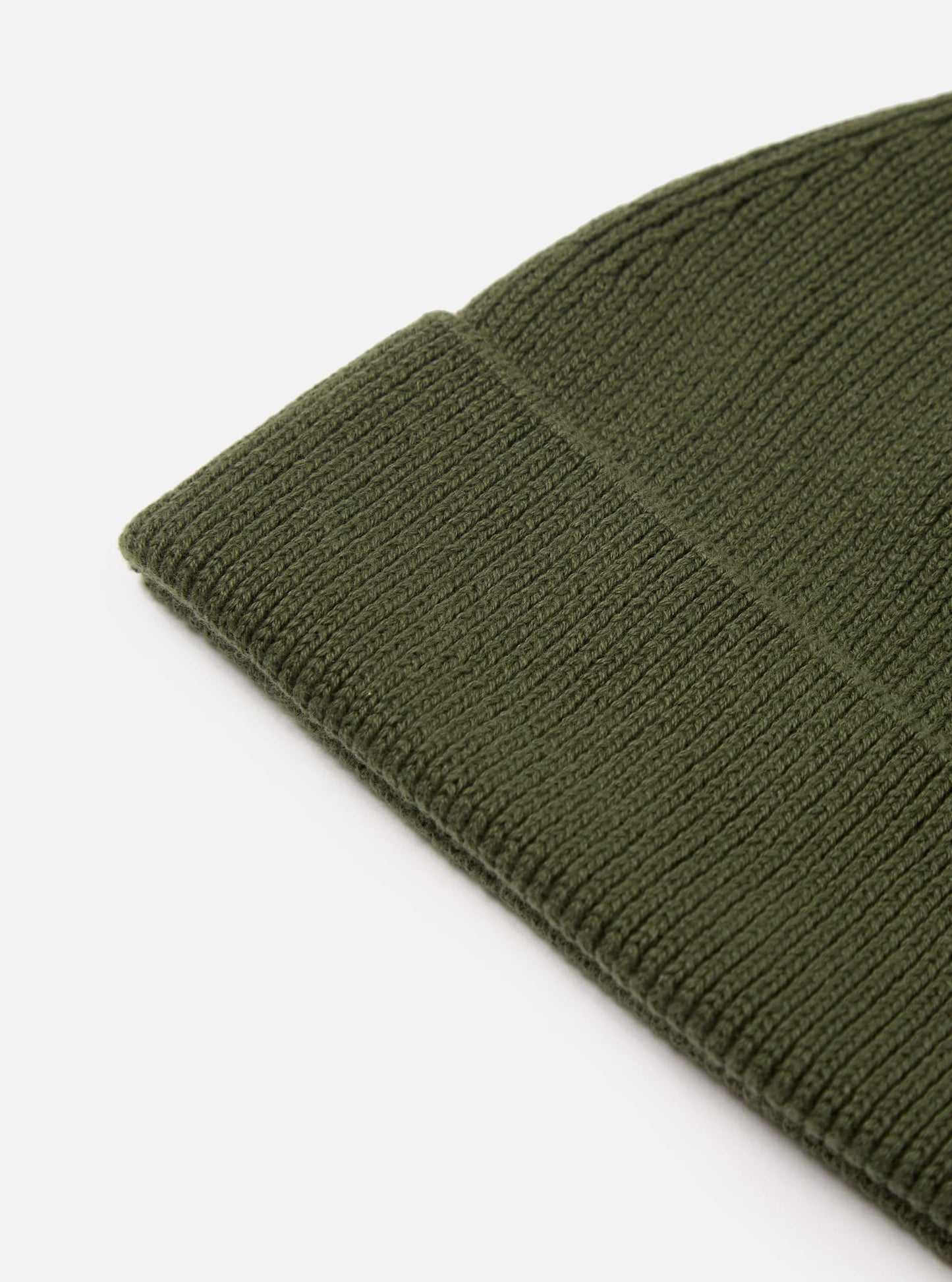 Universal Works Watch Cap in Olive Cotton Rib