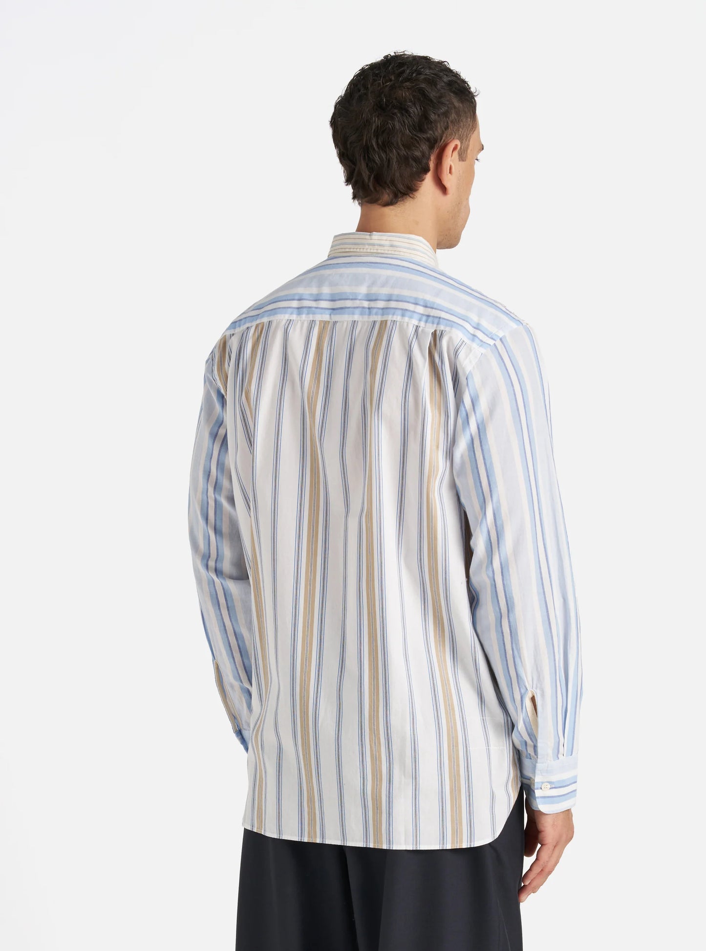 Universal Works Panel Square Pocket Shirt in Mixed Stripes Pop Stripe Mixed