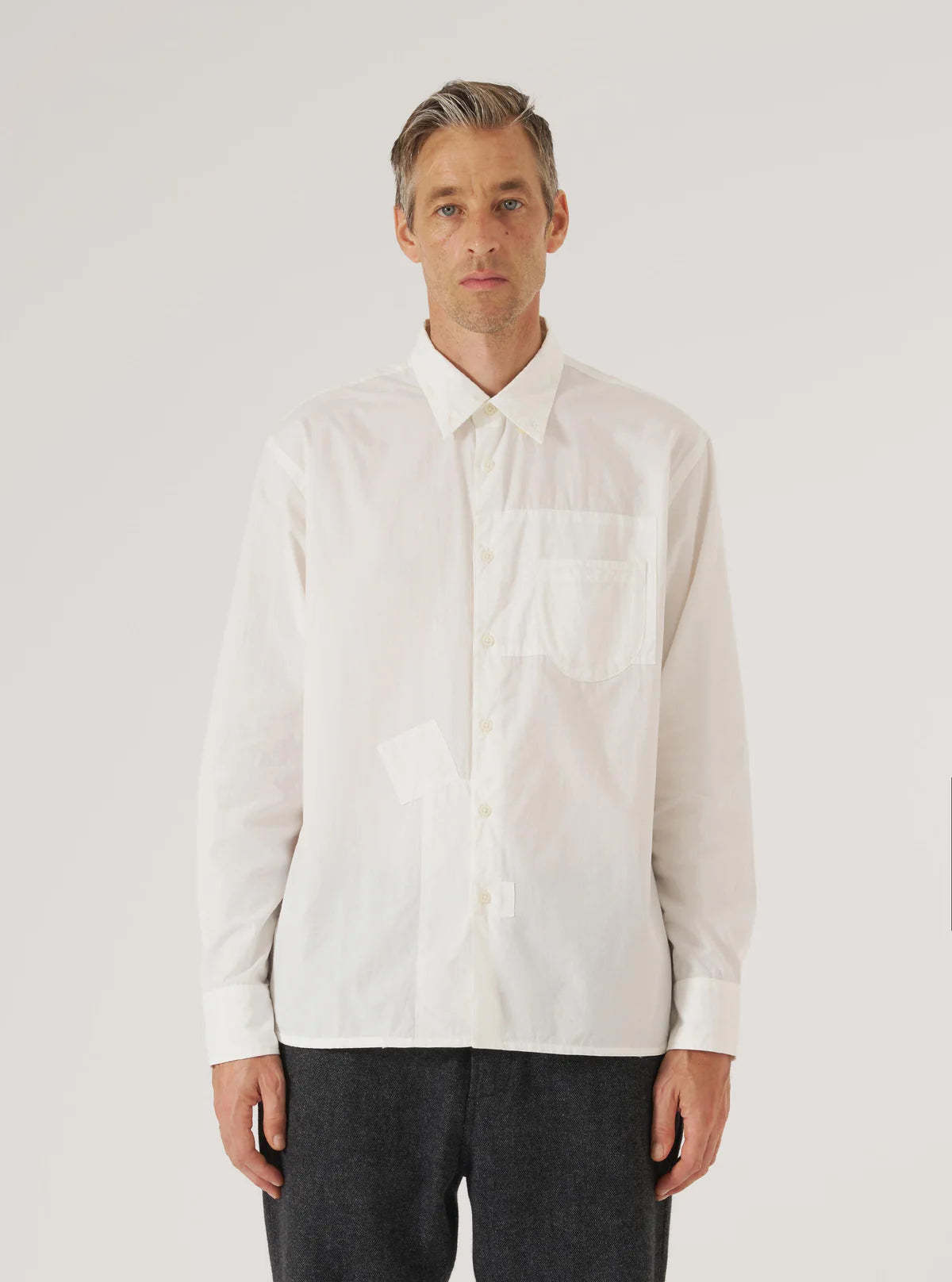 Universal Works Poplin Patched Lazy Day Shirt in White