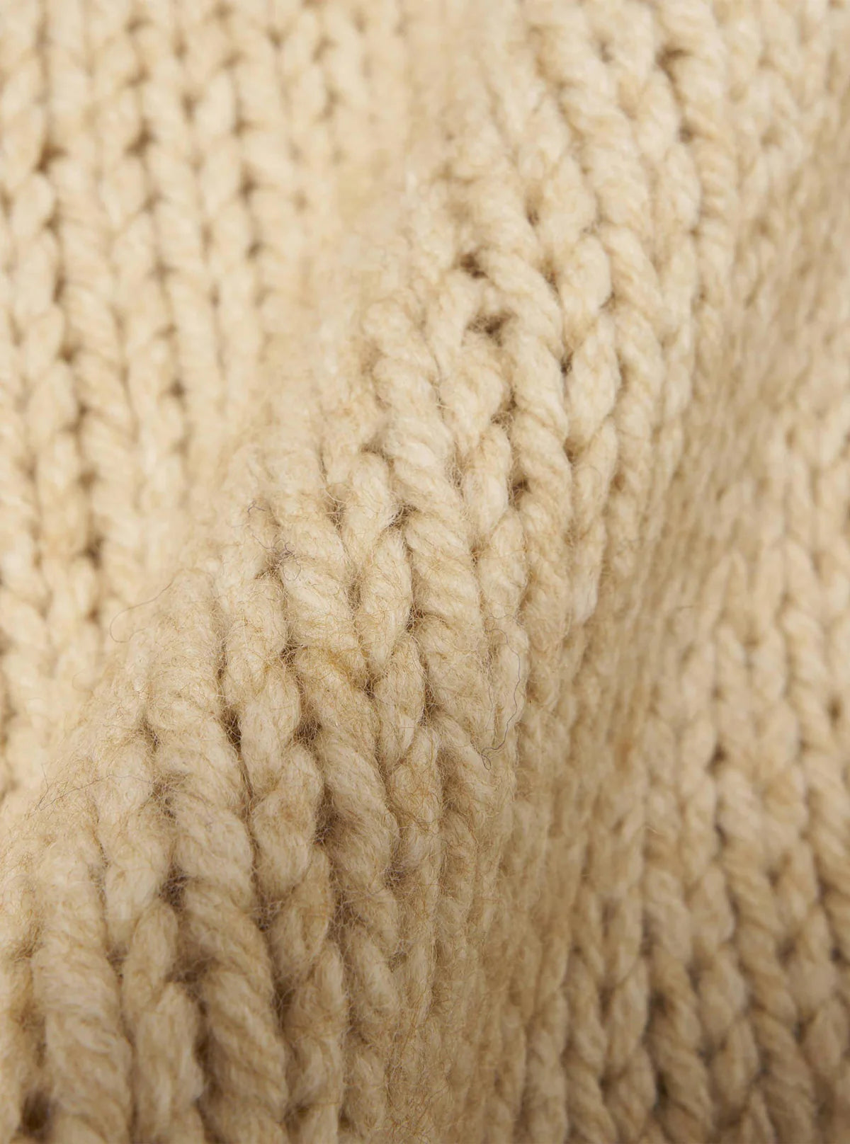 Universal Works Langdale Chunky Knit Wool Cardigan in Sand