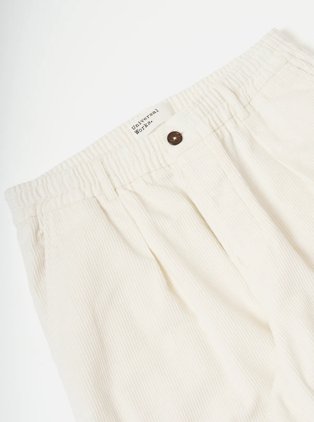Universal Works Cord Pleated Track Pant in Ecru
