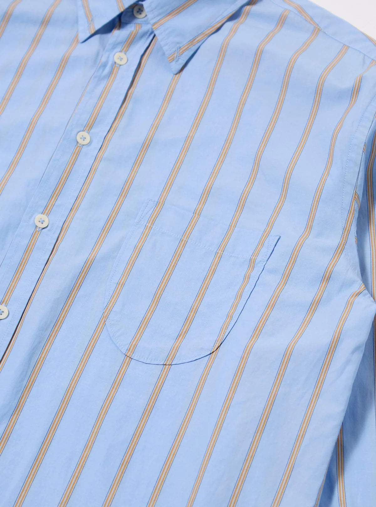 Universal Works Pop Stripe One Lazy Day Shirt in Blue