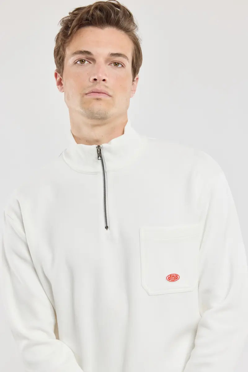 Armor Lux Heritage Cotton 1/2 Zip in Milk