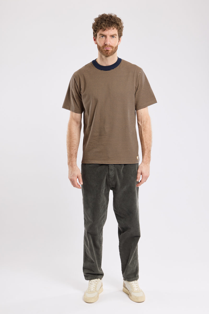 Armor Lux Heritage Striped T-Shirt in Marine Deep & Camel