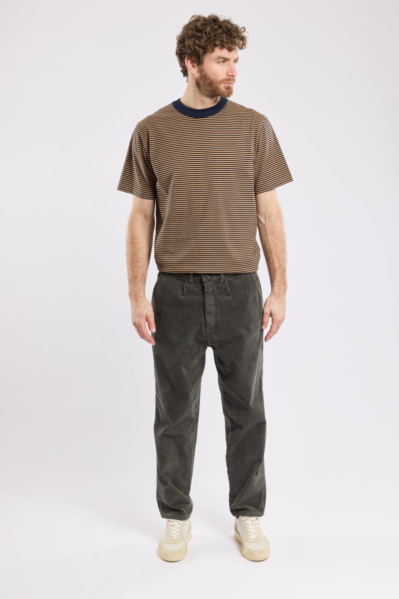 Armor Lux Heritage Striped T-Shirt in Marine Deep & Camel