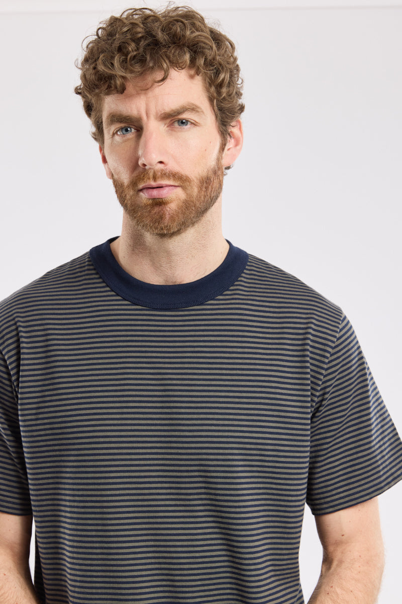 Armor Lux Heritage Striped T-Shirt in Marine Deep & Chimera