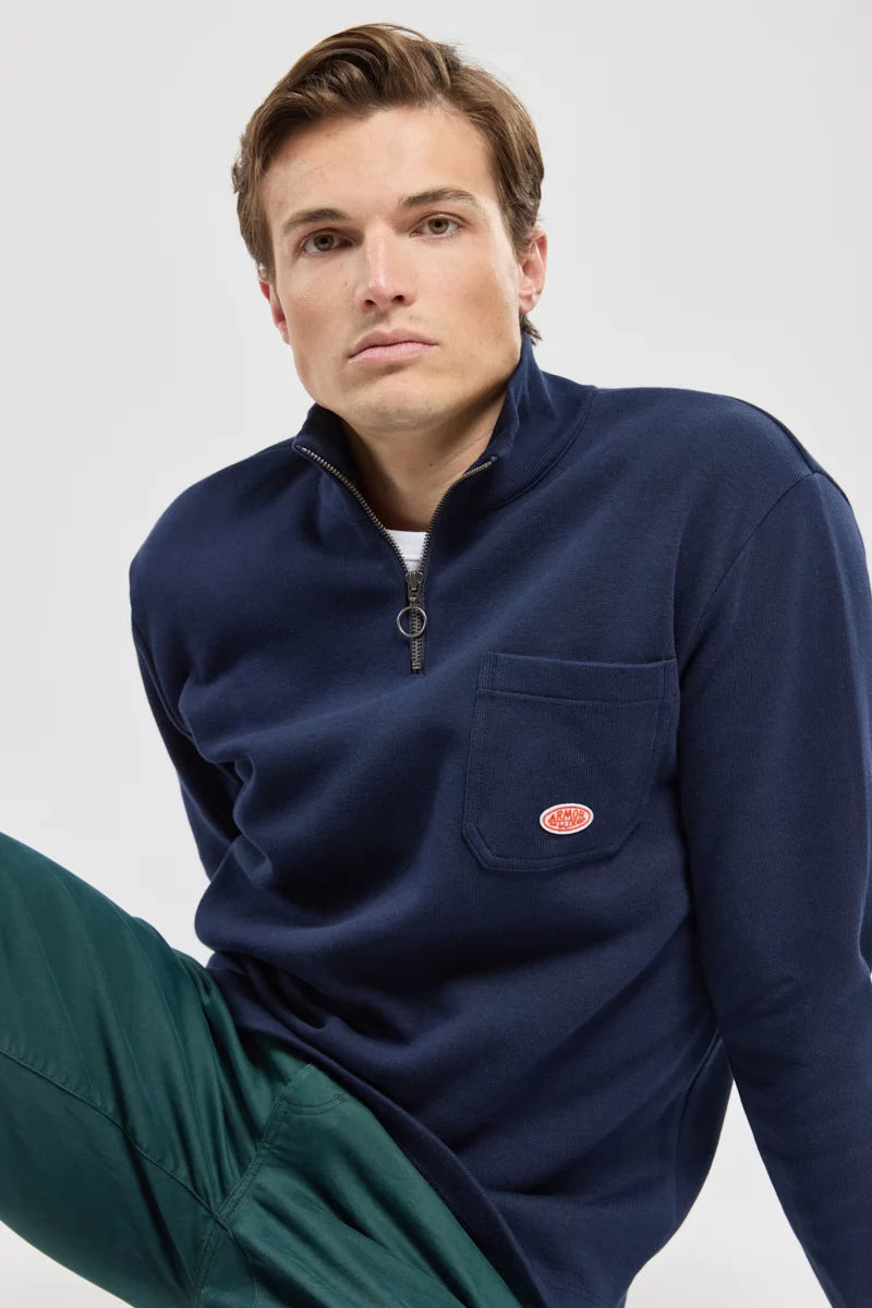 Armor Lux Heritage Cotton 1/2 Zip in Navy