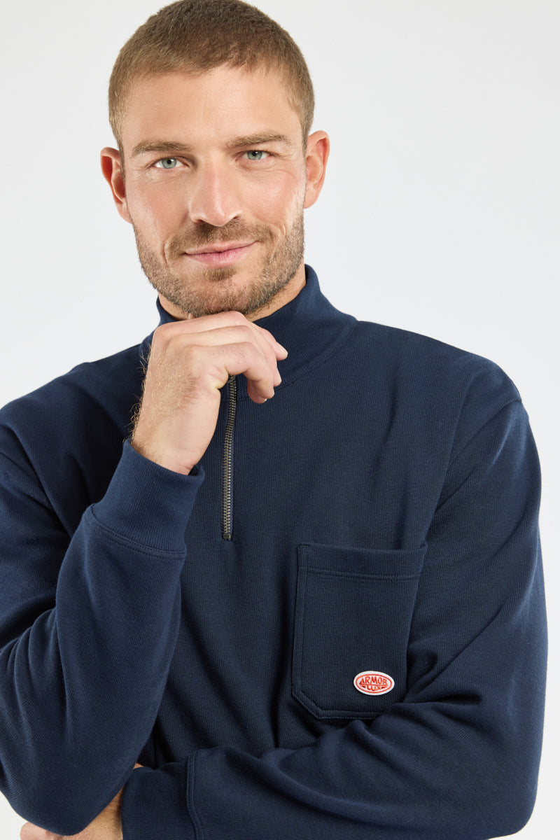 Armor Lux Heritage Cotton 1/2 Zip in Navy