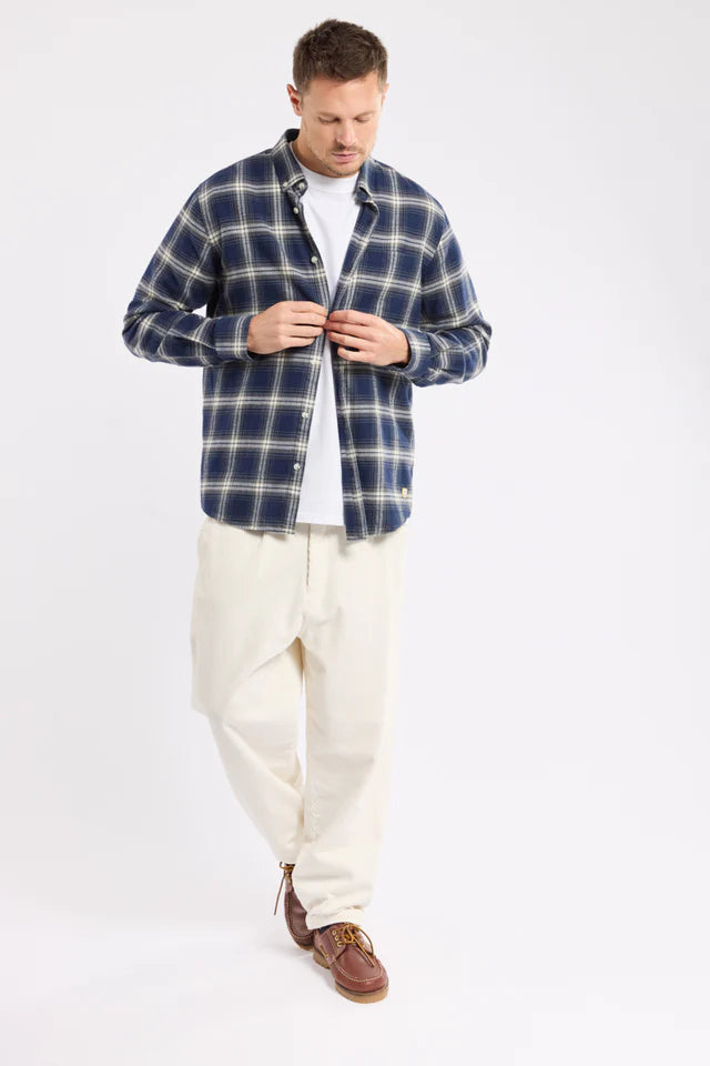 Armor Lux Checkered Flannel Shirt in Marine Deep