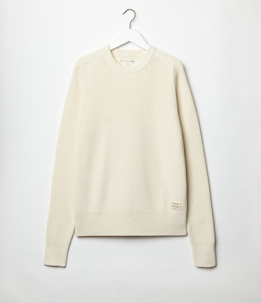 Merz B. Schwanen Men's Ribbed Knit Pullover Natural