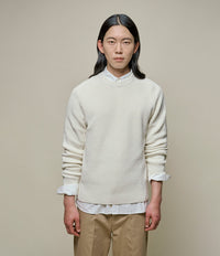 Merz B. Schwanen men's ribbed cotton knit pullover in natural organic cotton with crew neck and raglan sleeves