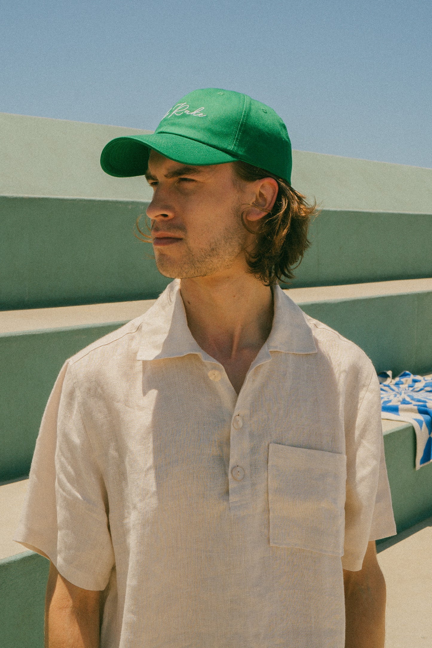 The Rake Logo Dad Cap in Bright Green