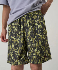 Gramicci Nylon Reef Short in olive camo with elastic waist and water-resistant finish
