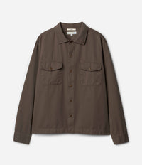 Merz b. Schwanen Worker's Cotton Twill Long Sleeve Shirt in Grain
