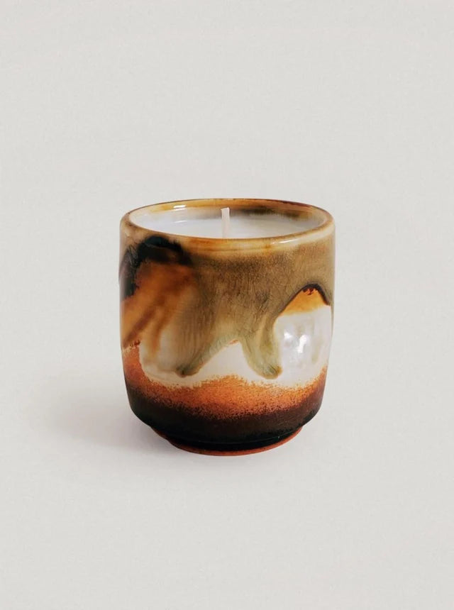Teak Cup Ceramic Candle - Small