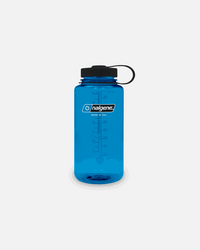 Nalgene 1L slate blue wide mouth bottle made from 50% recycled plastic with BPA-free design