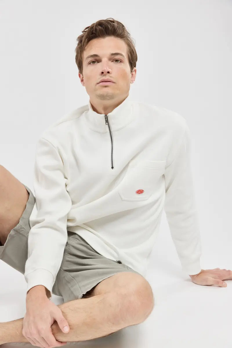 Armor Lux Heritage Cotton 1/2 Zip in Milk