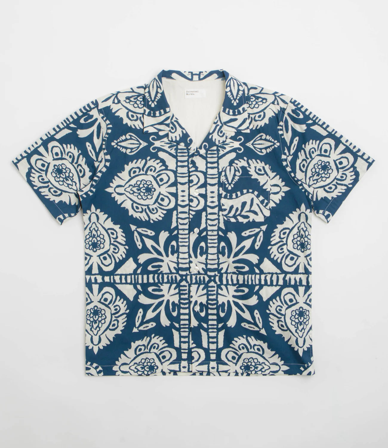Universal Works Road Shirt in Indigo Island Print