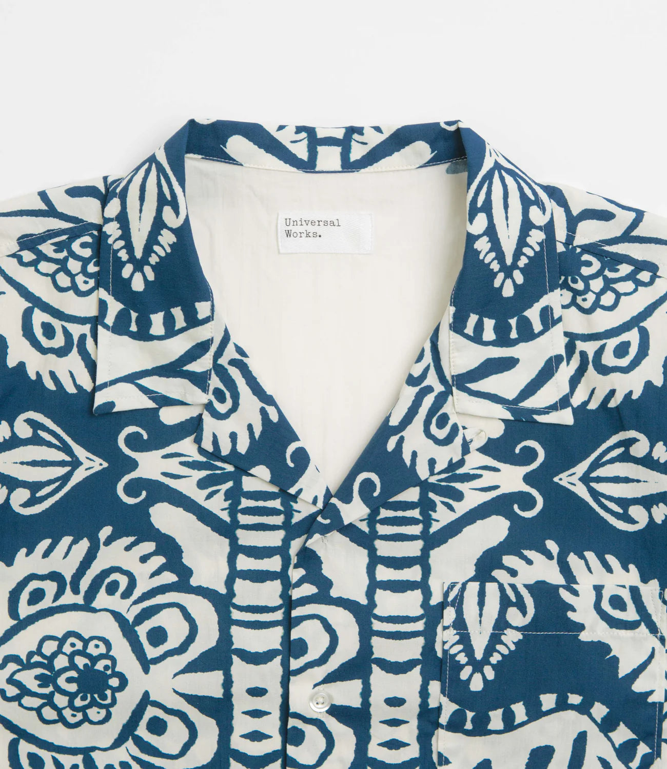 Universal Works Road Shirt in Indigo Island Print