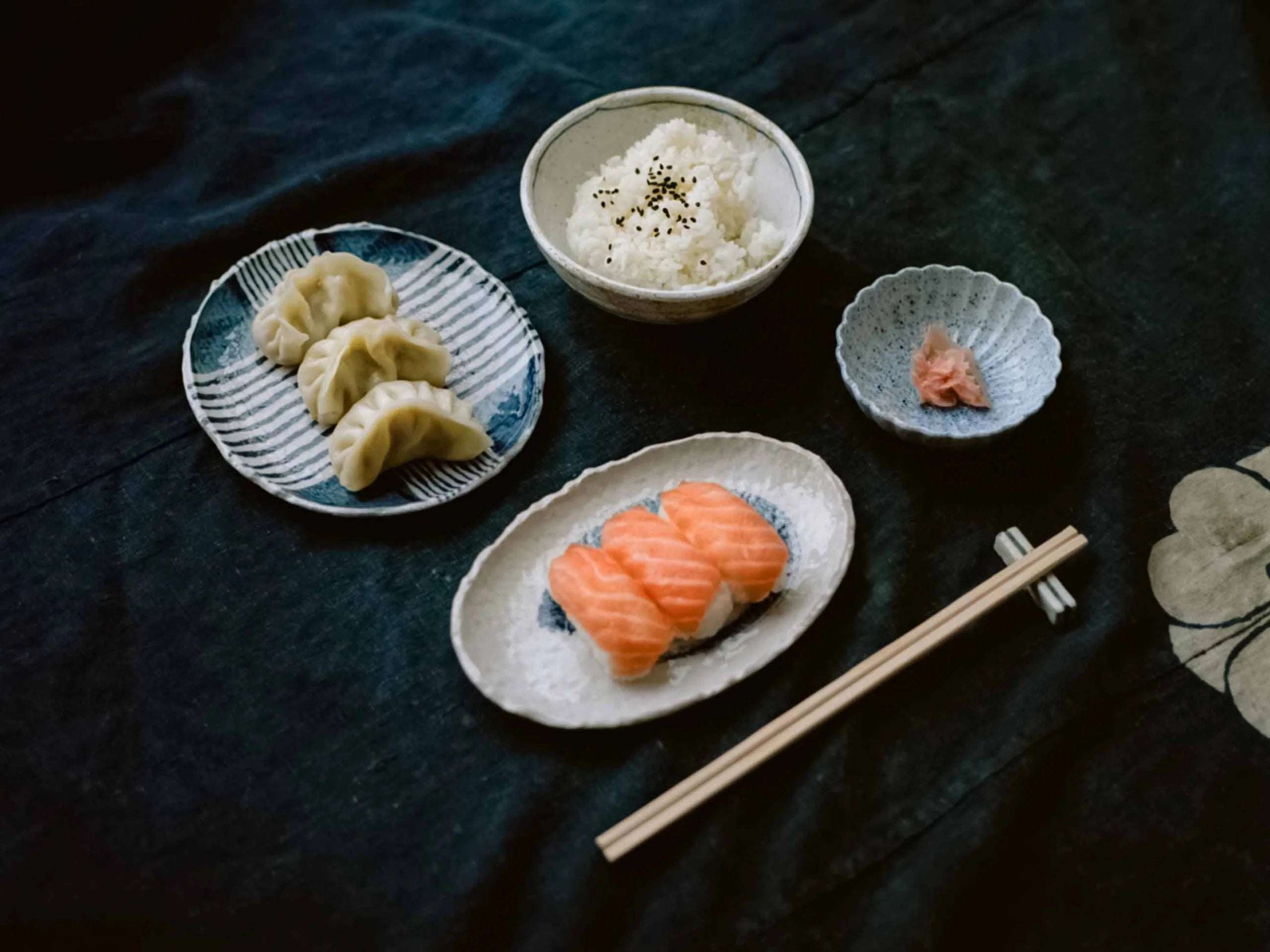 Handmade ceramics featuring intricate designs and textures