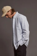 Armor Lux Cotton Oxford Stripe Shirt in Blue & White