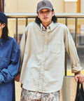 Nautica Japan Garment Dyed Oxford BD Shirt in beige with oversized fit and button-down collar