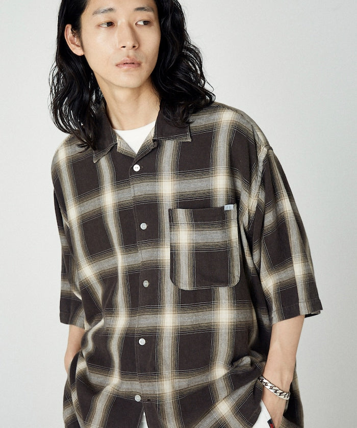Nautica Japan Ombre Check Shirt S/S Dark Brown