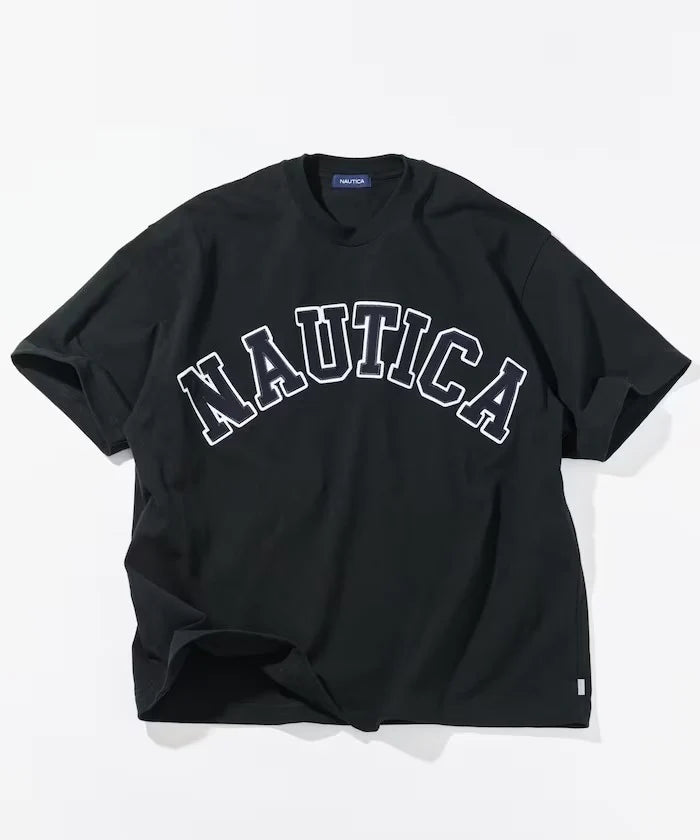 Nautica Japan Arch Logo Piece Dyed Tee in Black