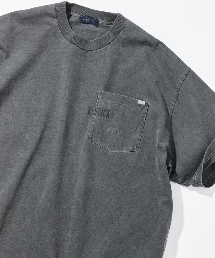 Nautica Japan Hidden Logo Pocket Pigment Dyed Tee in Charcoal