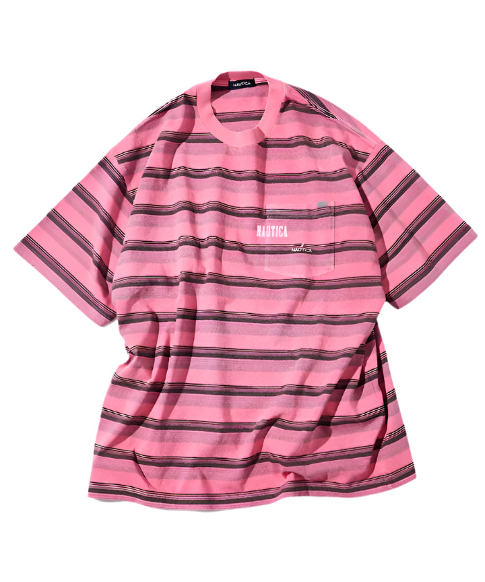 Nautica Japan Pigment Dyed Logo Borders S/S Tee Pink