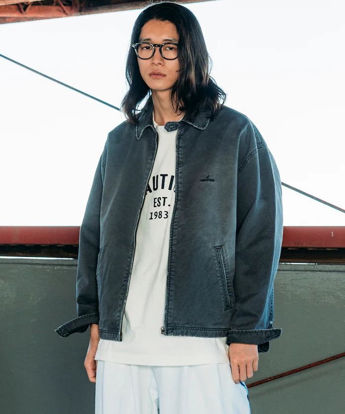 Nautica Japan Crushed Chino Blouson in Charcoal