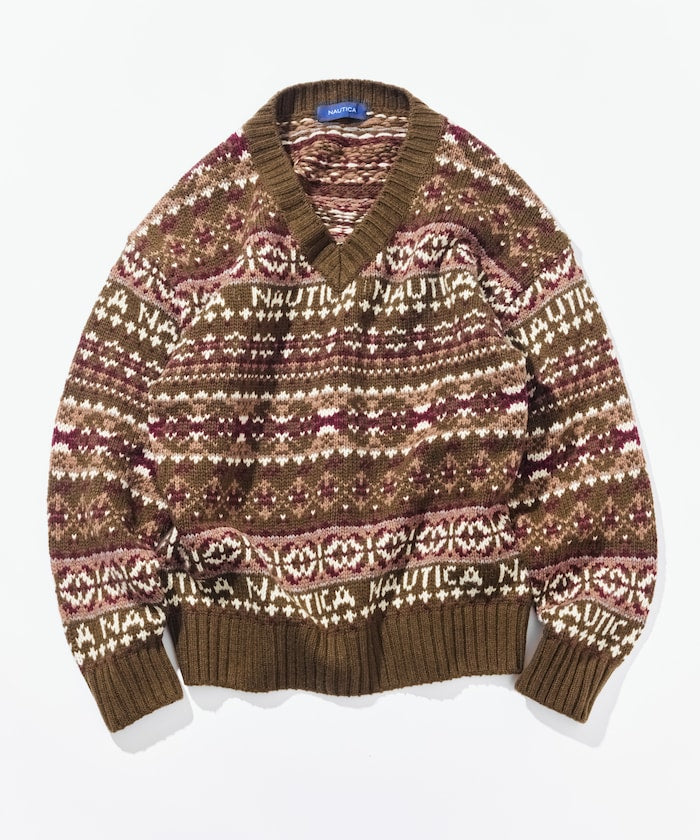 Nautica Japan Fair Isle Sweater in Olive