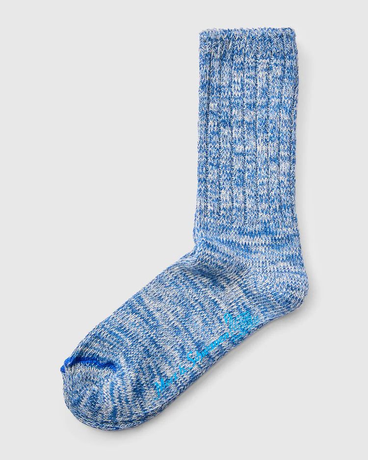 Merz B. Schwanen Melange Cotton Socks in Denim Blue Nature