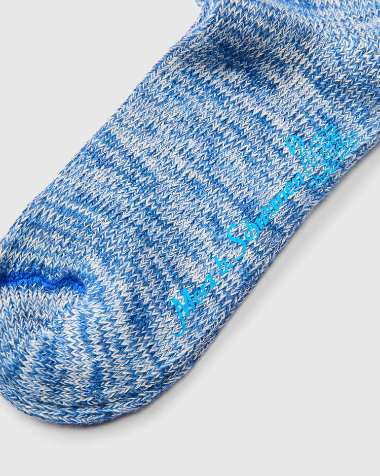 Merz B. Schwanen Melange Cotton Socks in Denim Blue Nature
