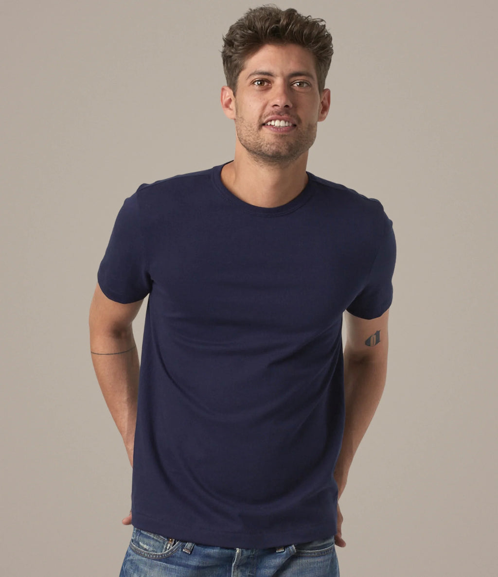 Merz b. Schwanen Soft Pima Cotton T-Shirt TEE01 in Ink Blue