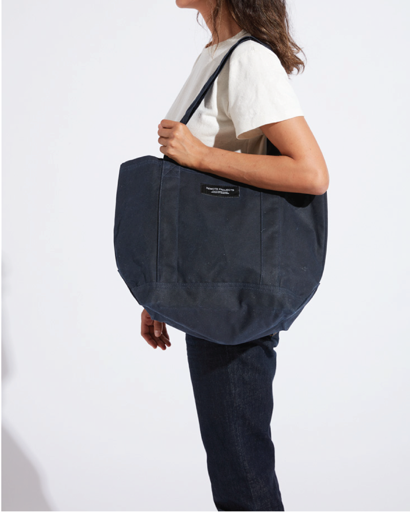 Remote Projects Navy Waxed Canvas Everyday Tote