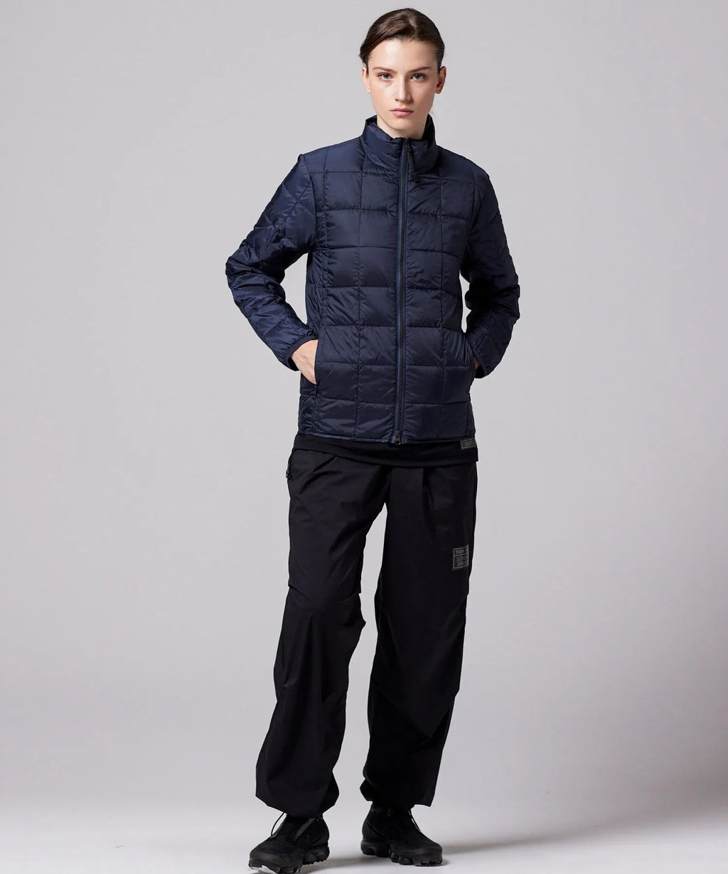 TAION Unisex Basic Hi Neck W-Zip Down Jacket in Navy