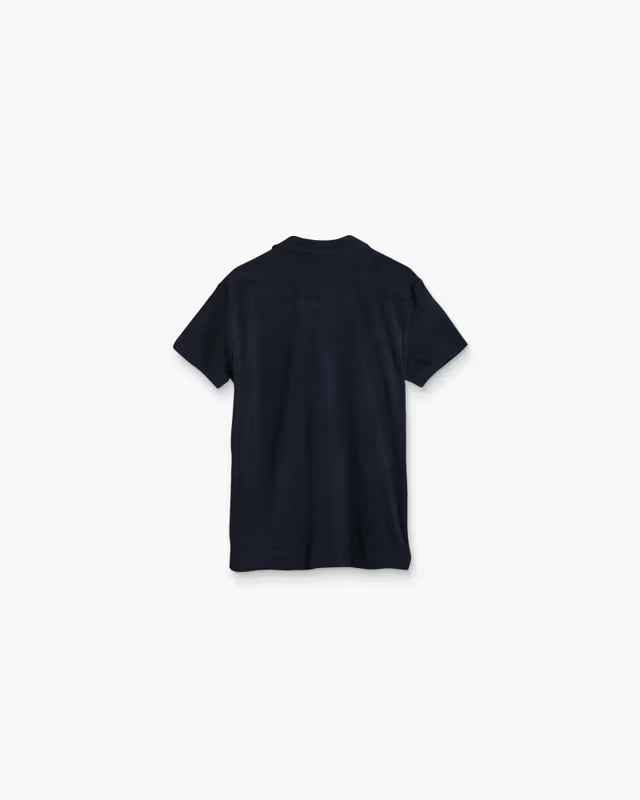 OAS Navy Polo short-sleeve cotton terry shirt with collar and two-button placket