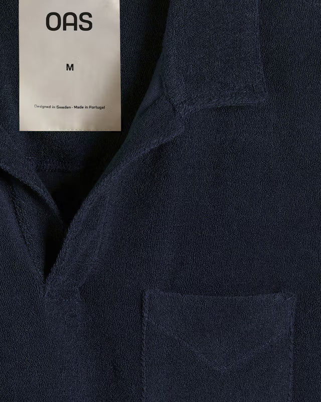 OAS Navy Polo Terry short-sleeve cotton shirt with polo collar and relaxed fit