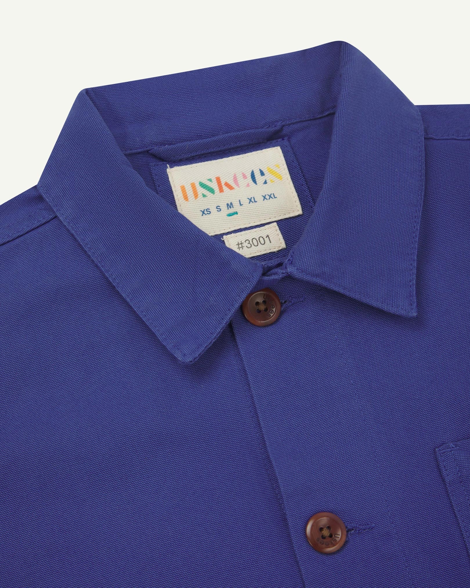 Uskees 3001 Button Overshirt in Ultra Blue
