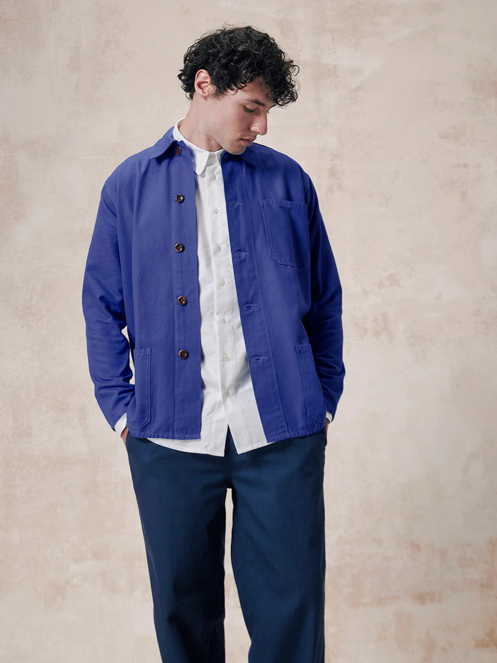 Uskees 3001 Button Overshirt in Ultra Blue
