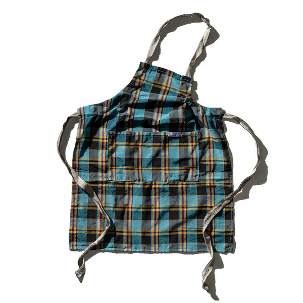 Puebco Recycled Cotton Check Apron / Blue