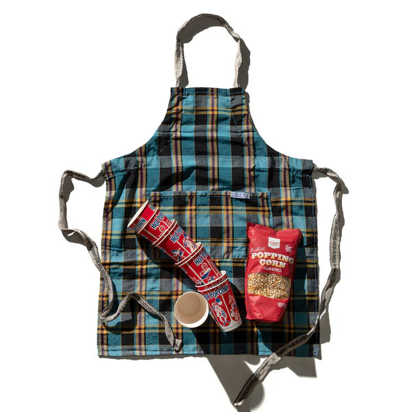 Puebco Recycled Cotton Check Apron / Blue