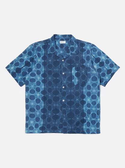 Universal Works Road Shirt in Indigo Needle Tye N Dye