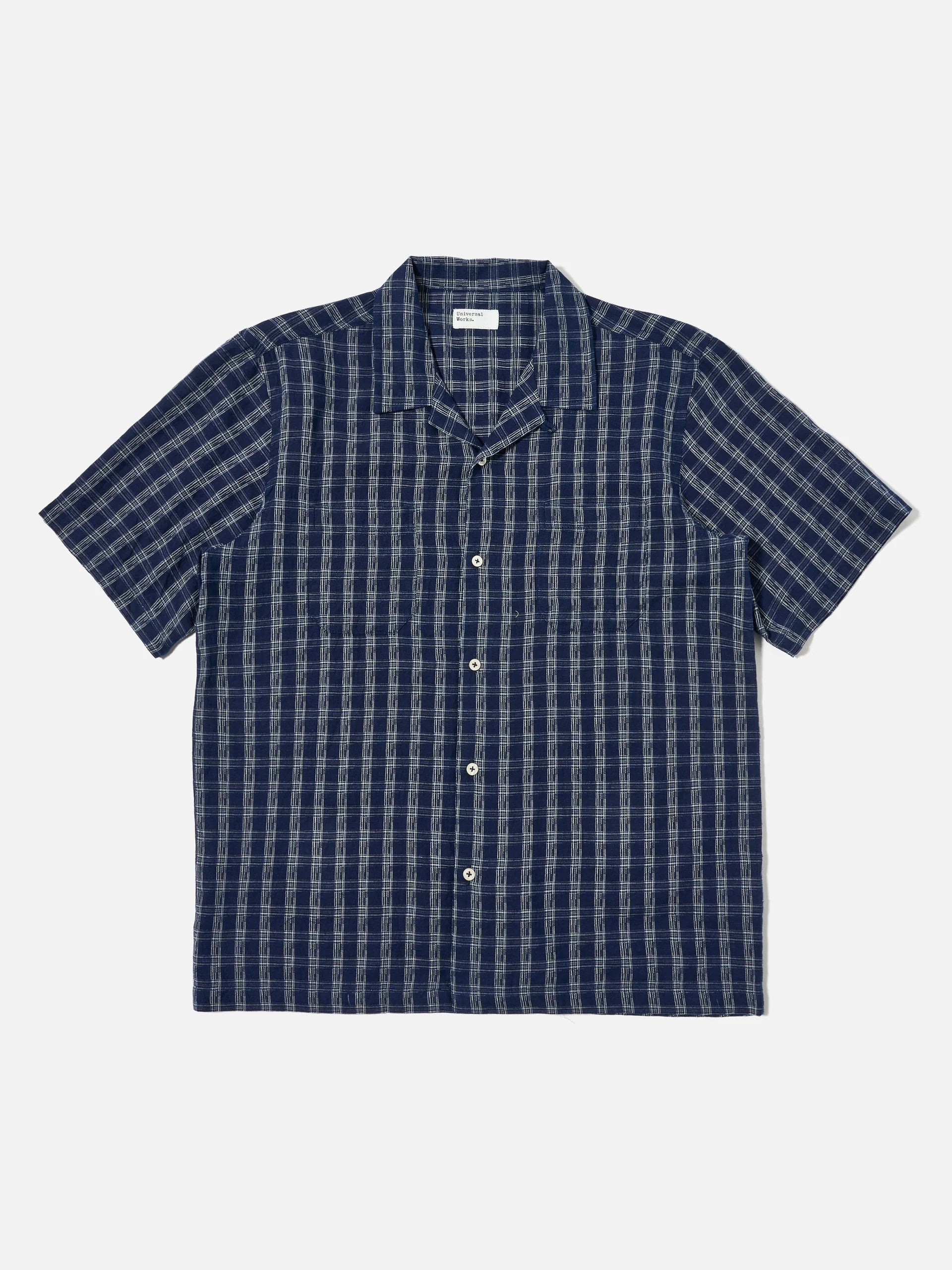 Universal Works Sal Road Shirt in Indigo Indigo Cotton Check